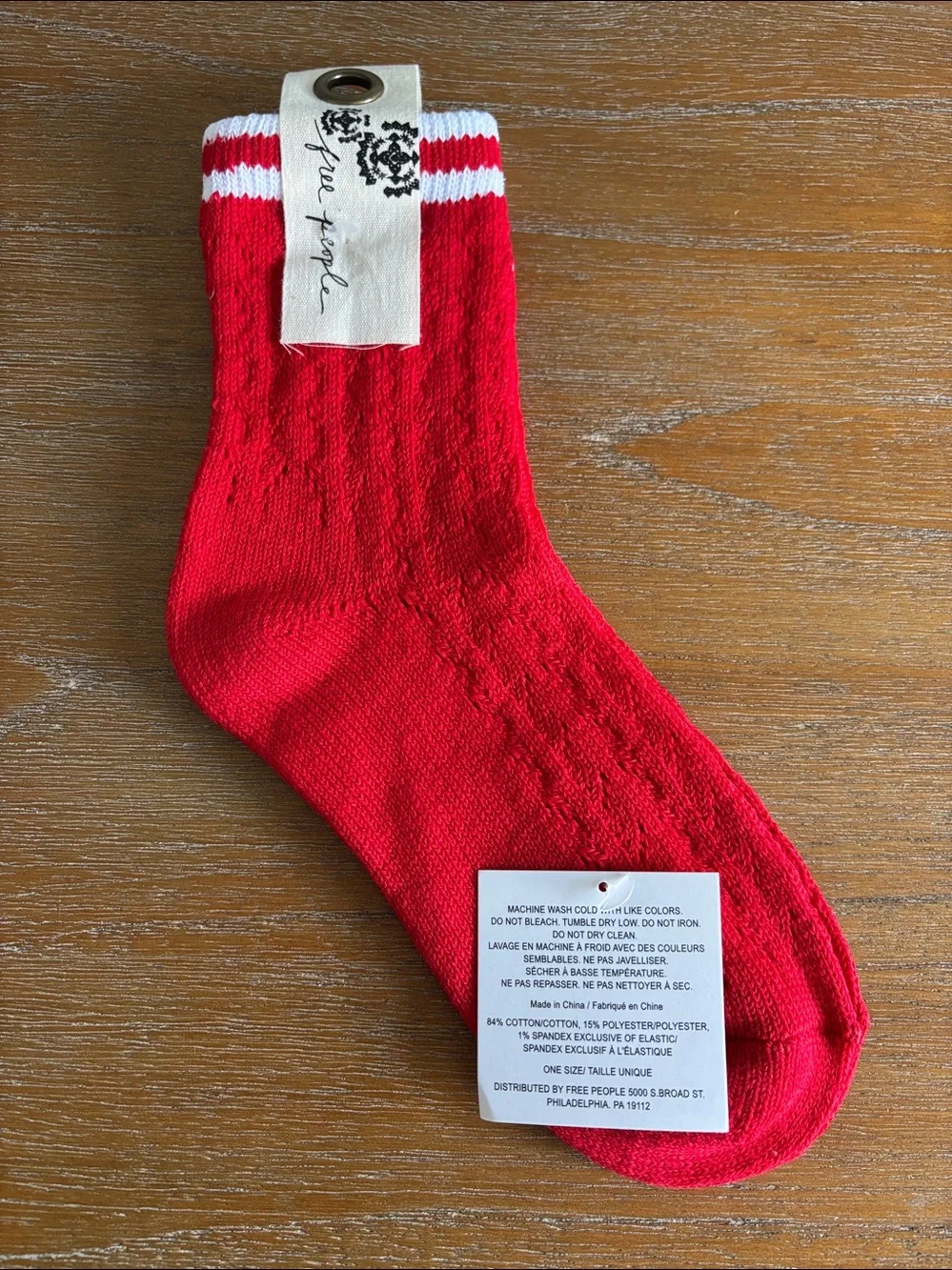 NWT Free People Pointelle Trouser Socks in Red